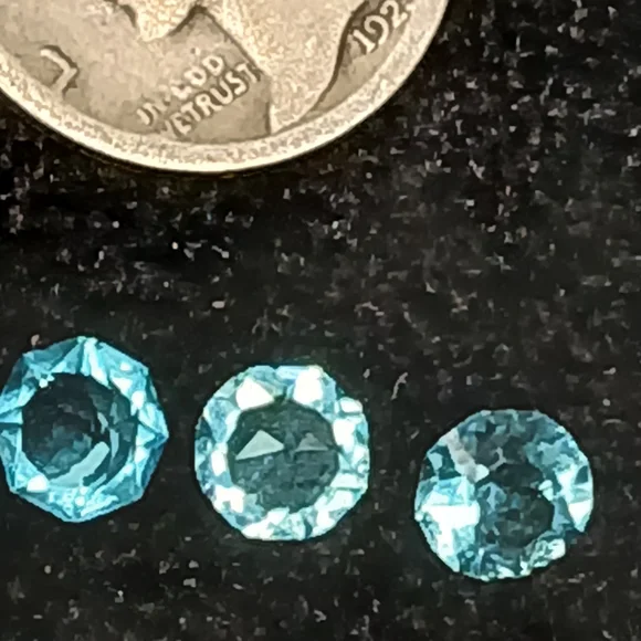 30$ Gemstones Aquamarine Blue Loose Trio Round Brilliant Cut Flawless AAA - Picture 3 of 7
